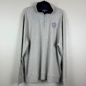 Vineyard Vines Sweater Men 2XL Heather Gray 100% Pima Cotton 1/4 Zip Logo Preppy
